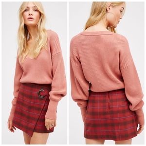 Free People “Tessa” Red Plaid Skirt